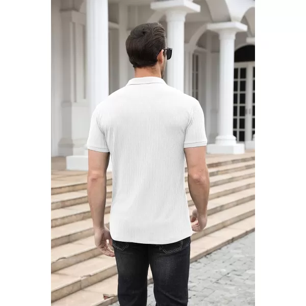 NITAGUT Polo Shirts for Men V Neck Slim Fit Short Sleeve Performance Golf Shirt Knit Soft Tees