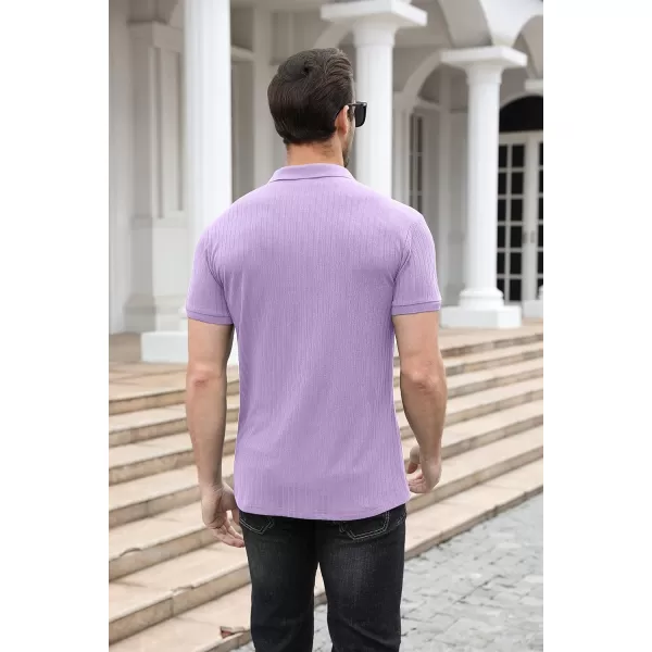 NITAGUT Polo Shirts for Men V Neck Slim Fit Short Sleeve Performance Golf Shirt Knit Soft Tees