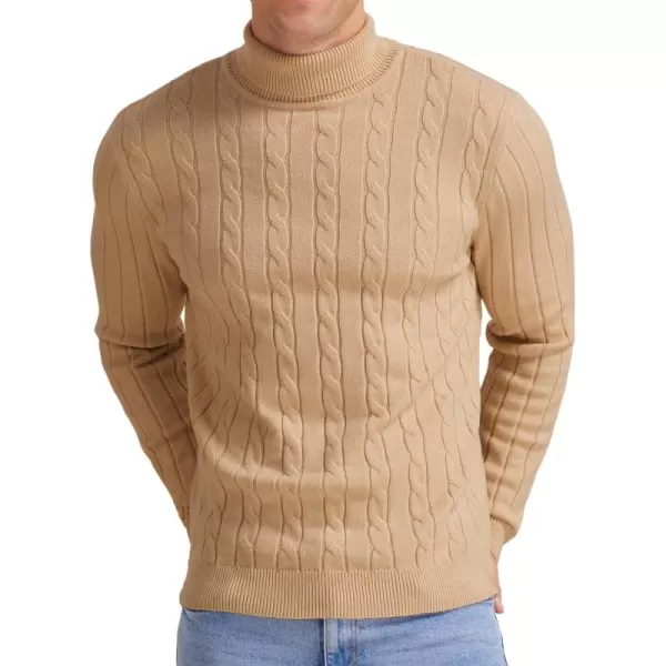 NITAGUT Men's Casual Turtleneck Sweaters Warm Twisted Pattern Knitted Slim Fit Pullover Sweater