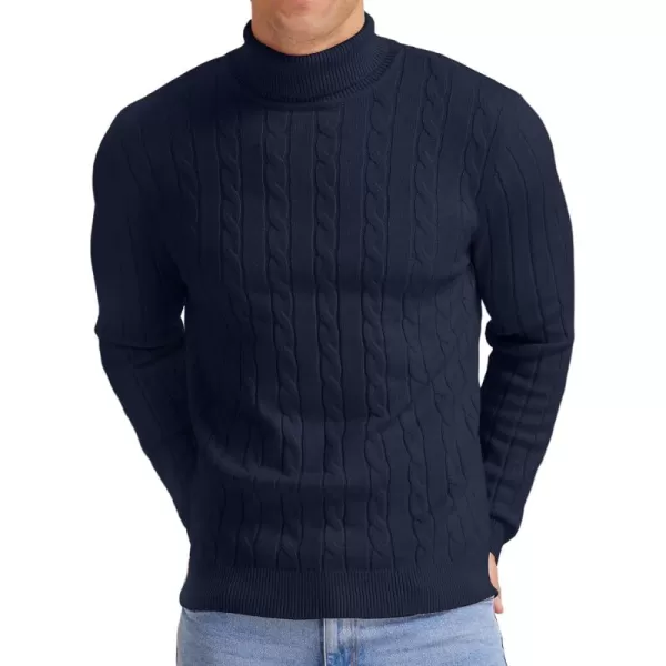 NITAGUT Men's Casual Turtleneck Sweaters Warm Twisted Pattern Knitted Slim Fit Pullover Sweater