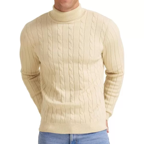NITAGUT Men's Casual Turtleneck Sweaters Warm Twisted Pattern Knitted Slim Fit Pullover Sweater