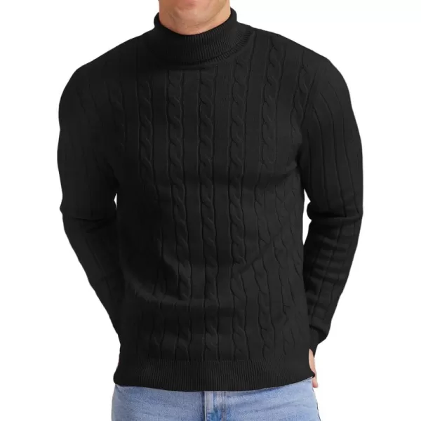 NITAGUT Men's Casual Turtleneck Sweaters Warm Twisted Pattern Knitted Slim Fit Pullover Sweater