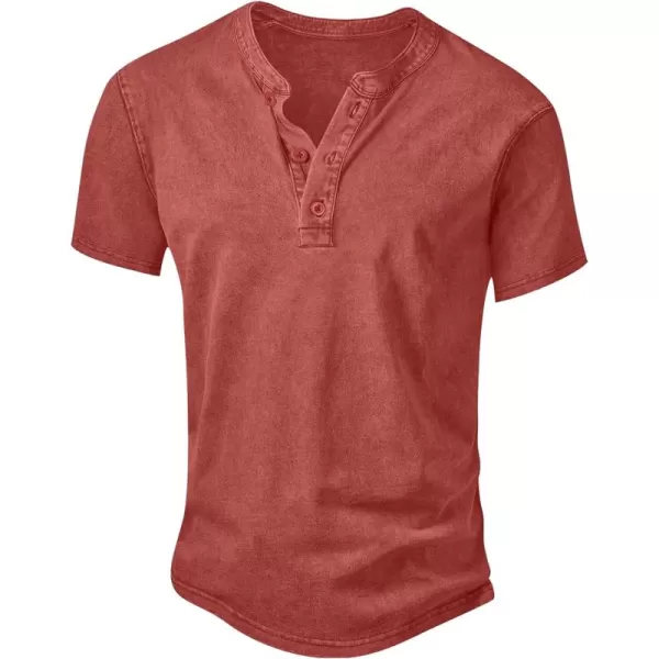 NITAGUT Mens Distressed Henley Shirts Retro Short Sleeve Cotton Tee Shirts Casual Button Down Washed T-Shirts