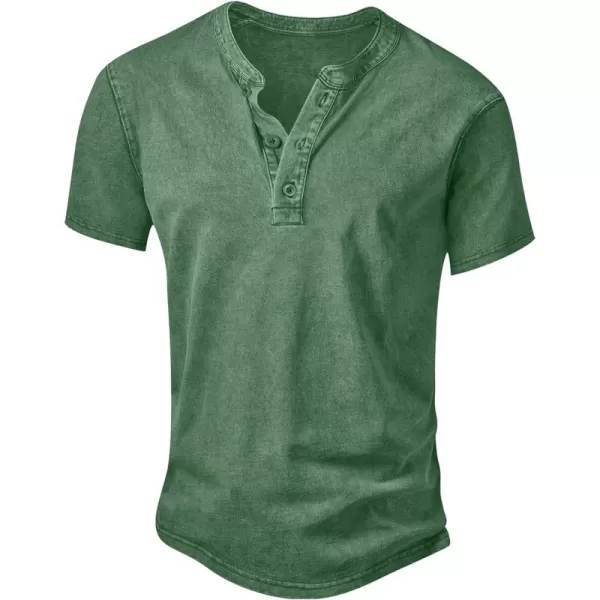 NITAGUT Mens Distressed Henley Shirts Retro Short Sleeve Cotton Tee Shirts Casual Button Down Washed T-Shirts