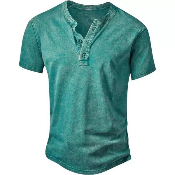 NITAGUT Mens Distressed Henley Shirts Retro Short Sleeve Cotton Tee Shirts Casual Button Down Washed T-Shirts