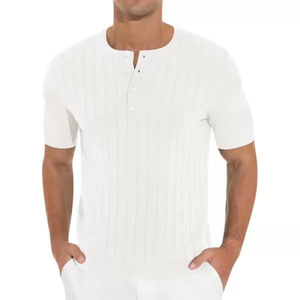 NITAGUT Mens Henley Shirts Knit Solid Casual Slim Fit Short Sleeve T-Shirt with Button