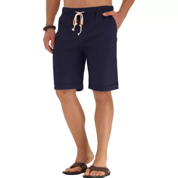 NITAGUT Men's Linen Casual Classic Fit Short Drawstring Summer Beach Shorts