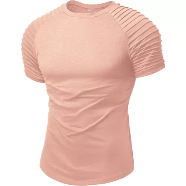NITAGUT Men's Muscle Workout T-Shirt Pleated Raglan Short Sleeve Gym Athletic Fashion Tee Top