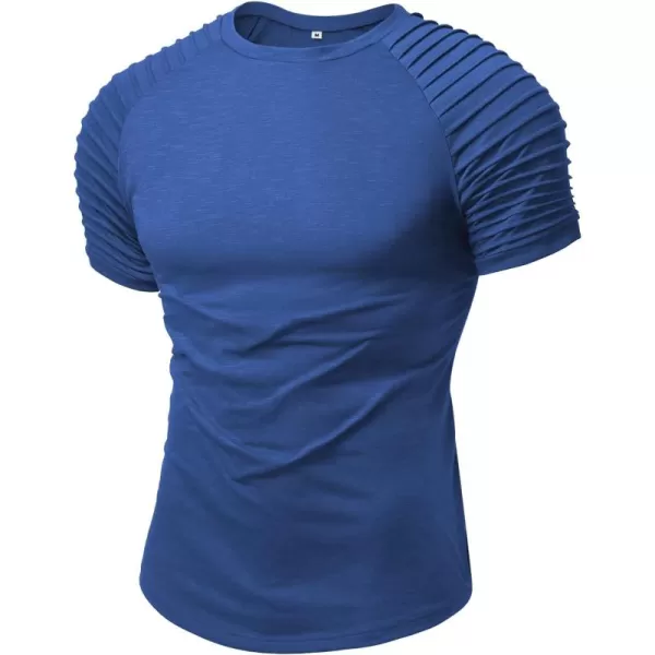 NITAGUT Men's Muscle Workout T-Shirt Pleated Raglan Short Sleeve Gym Athletic Fashion Tee Top