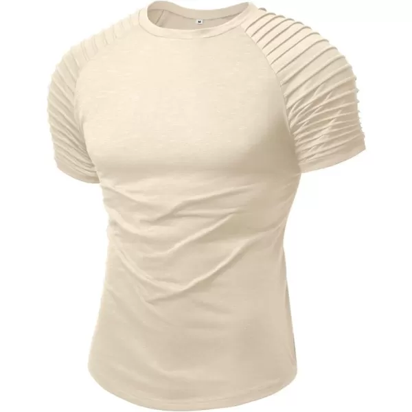 NITAGUT Men's Muscle Workout T-Shirt Pleated Raglan Short Sleeve Gym Athletic Fashion Tee Top