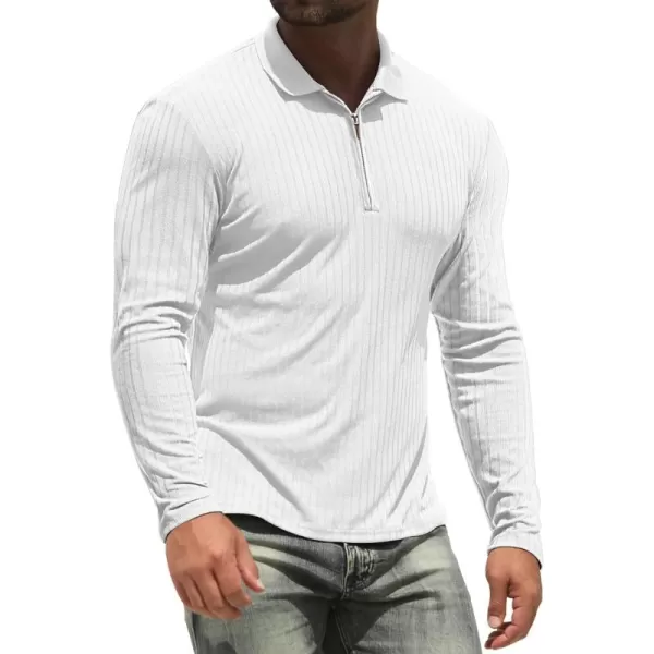 NITAGUT Men's Polo Shirts Long and Short Sleeve Performance Slim Fit Zip T-Shirts for Sports Golf Tennis Workout