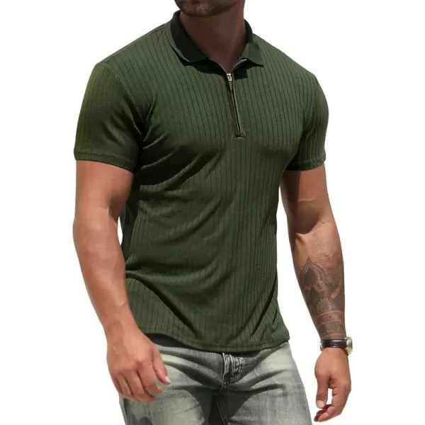 NITAGUT Men's Polo Shirts Long and Short Sleeve Performance Slim Fit Zip T-Shirts for Sports Golf Tennis Workout