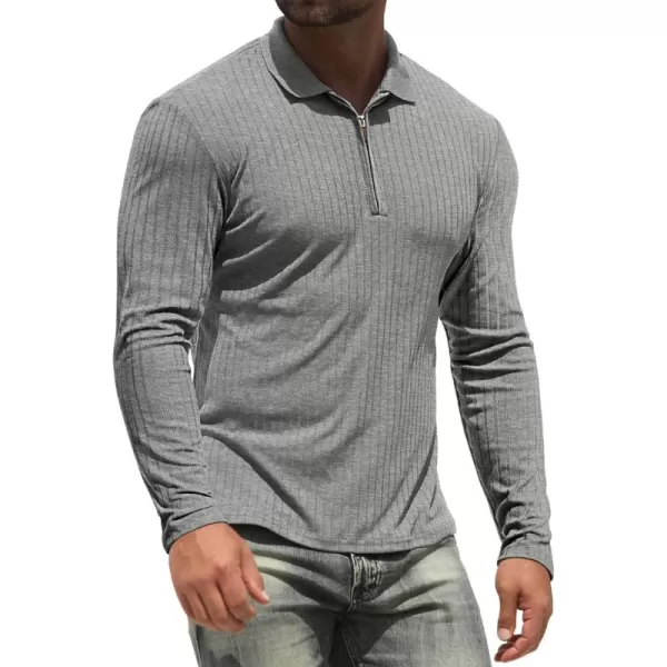 NITAGUT Men's Polo Shirts Long and Short Sleeve Performance Slim Fit Zip T-Shirts for Sports Golf Tennis Workout
