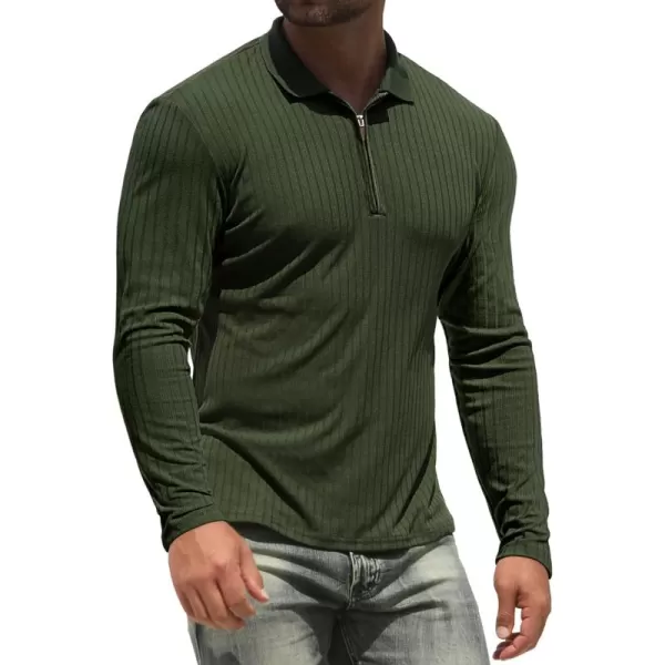 NITAGUT Men's Polo Shirts Long and Short Sleeve Performance Slim Fit Zip T-Shirts for Sports Golf Tennis Workout