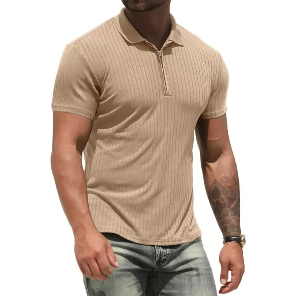 NITAGUT Men's Polo Shirts Long and Short Sleeve Performance Slim Fit Zip T-Shirts for Sports Golf Tennis Workout