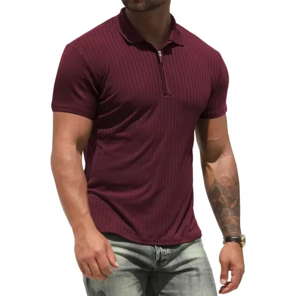 NITAGUT Men's Polo Shirts Long and Short Sleeve Performance Slim Fit Zip T-Shirts for Sports Golf Tennis Workout