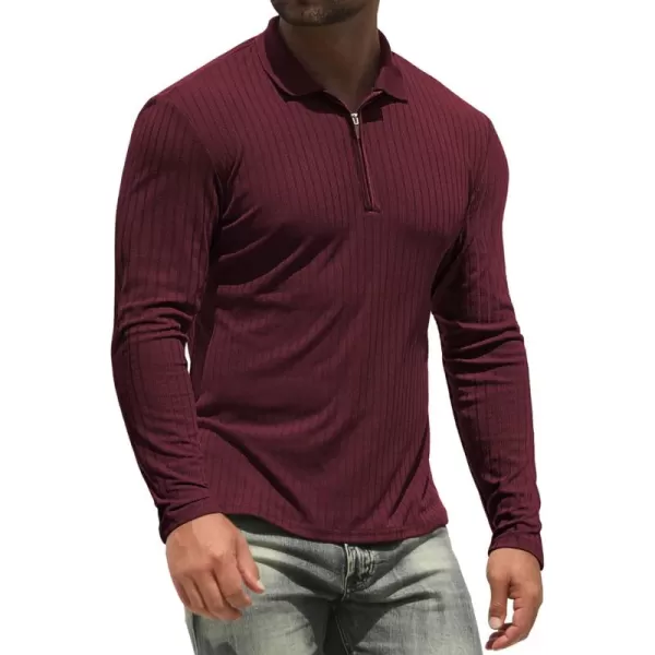 NITAGUT Men's Polo Shirts Long and Short Sleeve Performance Slim Fit Zip T-Shirts for Sports Golf Tennis Workout