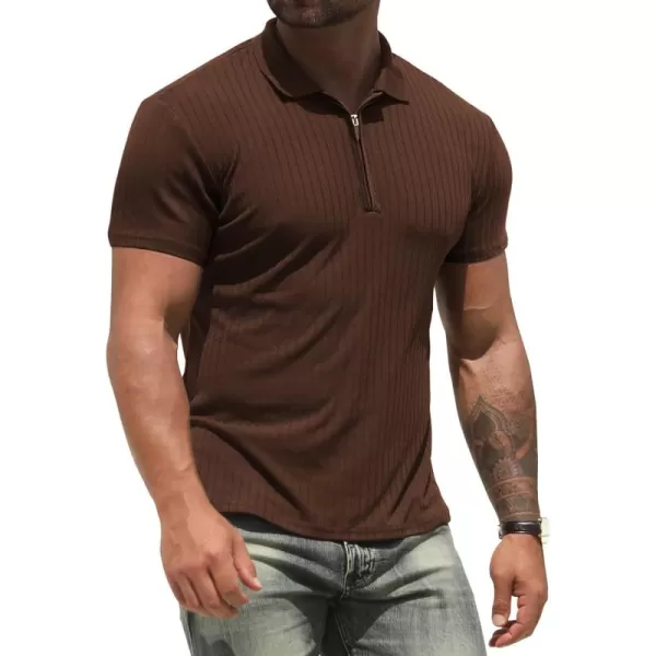 NITAGUT Men's Polo Shirts Long and Short Sleeve Performance Slim Fit Zip T-Shirts for Sports Golf Tennis Workout