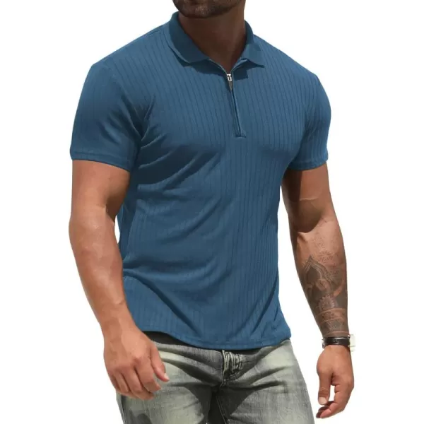 NITAGUT Men's Polo Shirts Long and Short Sleeve Performance Slim Fit Zip T-Shirts for Sports Golf Tennis Workout