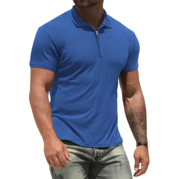 NITAGUT Men's Polo Shirts Long and Short Sleeve Performance Slim Fit Zip T-Shirts for Sports Golf Tennis Workout