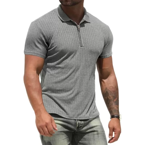 NITAGUT Men's Polo Shirts Long and Short Sleeve Performance Slim Fit Zip T-Shirts for Sports Golf Tennis Workout