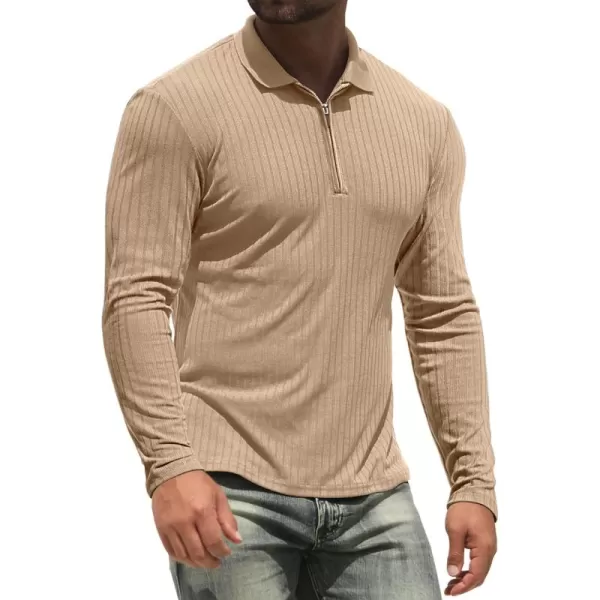 NITAGUT Men's Polo Shirts Long and Short Sleeve Performance Slim Fit Zip T-Shirts for Sports Golf Tennis Workout