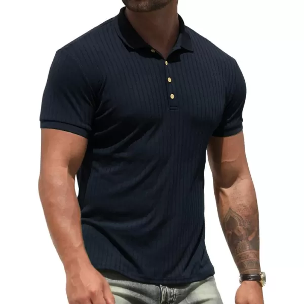 NITAGUT Men's Polo Shirts Shorts&amp; Long Sleeve Casual Slim Fit Workout Shirts