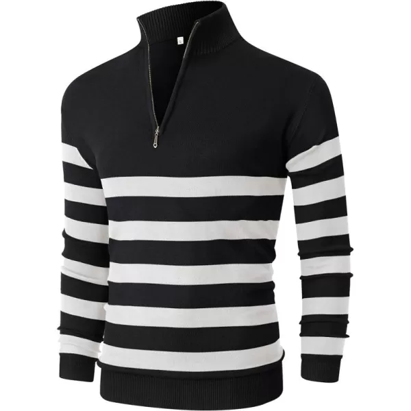 NITAGUT Mens Slim Fit Quarter Zip Mock Neck Polo Sweater Casual Long Sleeve Sweater and Turtleneck Pullover