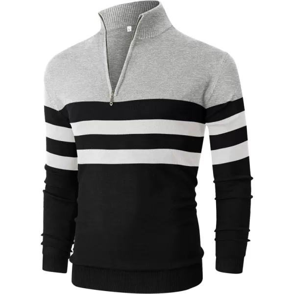 NITAGUT Mens Slim Fit Quarter Zip Mock Neck Polo Sweater Casual Long Sleeve Sweater and Turtleneck Pullover