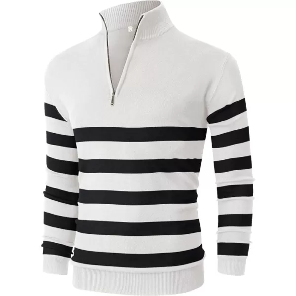 NITAGUT Mens Slim Fit Quarter Zip Mock Neck Polo Sweater Casual Long Sleeve Sweater and Turtleneck Pullover
