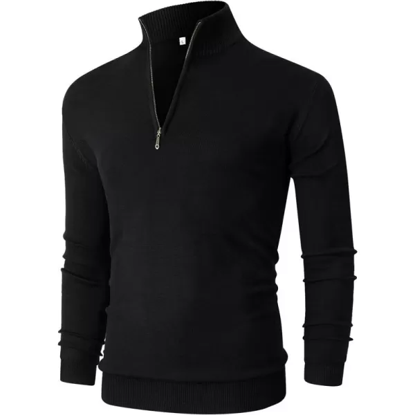 NITAGUT Mens Slim Fit Quarter Zip Mock Neck Polo Sweater Casual Long Sleeve Sweater and Turtleneck Pullover
