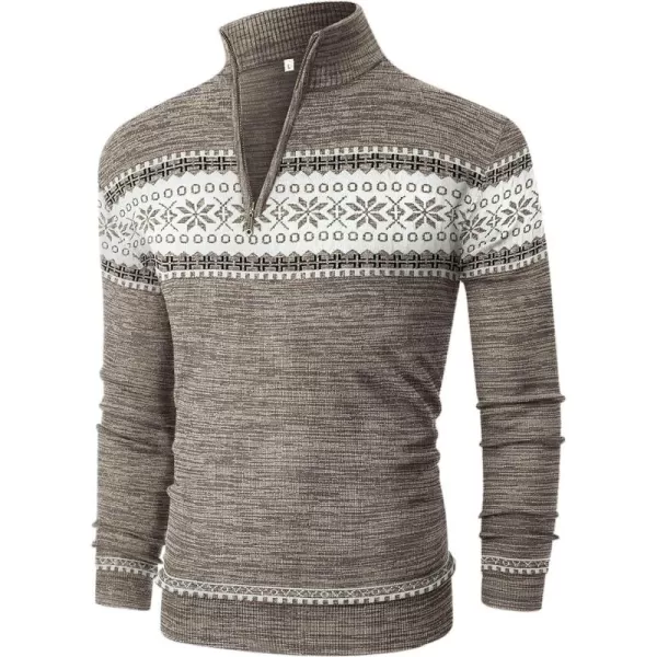 NITAGUT Mens Slim Fit Quarter Zip Mock Neck Polo Sweater Casual Long Sleeve Sweater and Turtleneck Pullover