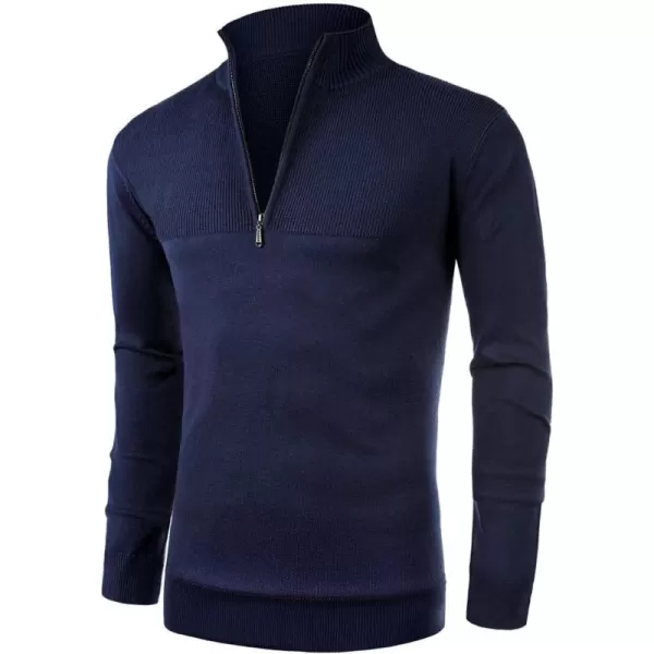 NITAGUT Mens Slim Fit Zip Up Mock Neck Polo Sweater Casual Long Sleeve Sweater and Pullover Sweaters with Ribbing Edge
