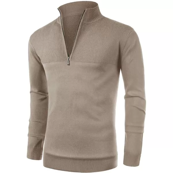 NITAGUT Mens Slim Fit Zip Up Mock Neck Polo Sweater Casual Long Sleeve Sweater and Pullover Sweaters with Ribbing Edge