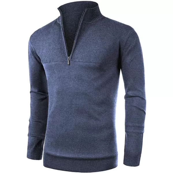 NITAGUT Mens Slim Fit Zip Up Mock Neck Polo Sweater Casual Long Sleeve Sweater and Pullover Sweaters with Ribbing Edge