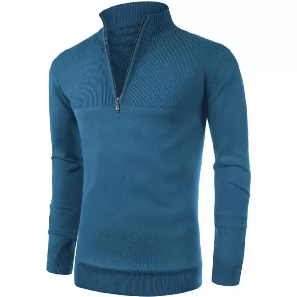 NITAGUT Mens Slim Fit Zip Up Mock Neck Polo Sweater Casual Long Sleeve Sweater and Pullover Sweaters with Ribbing Edge