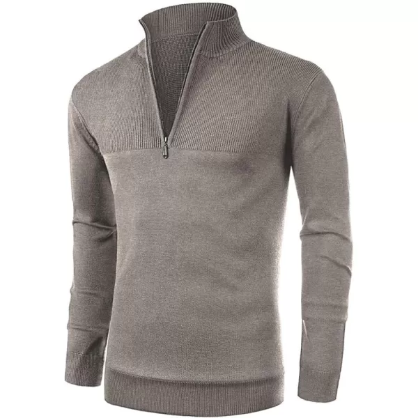NITAGUT Mens Slim Fit Zip Up Mock Neck Polo Sweater Casual Long Sleeve Sweater and Pullover Sweaters with Ribbing Edge