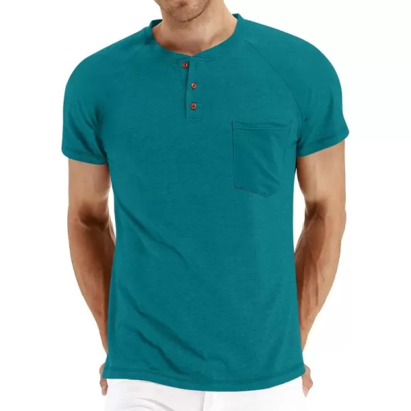 NITAGUT Men's Summer Casual T-Shirts Front Placket Raglan Short Sleeve Henley Shirts with Pocket