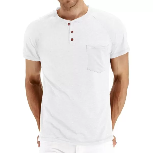 NITAGUT Men's Summer Casual T-Shirts Front Placket Raglan Short Sleeve Henley Shirts with Pocket