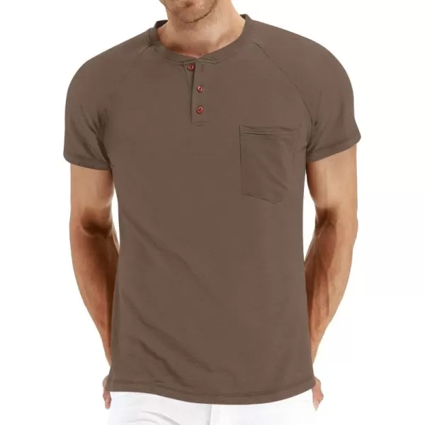 NITAGUT Men's Summer Casual T-Shirts Front Placket Raglan Short Sleeve Henley Shirts with Pocket
