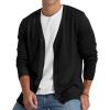 imageNITAGUT Mens Cardigan Sweater Vintage Striped VNeck Long Sleeve Button Down Knitted SweatersBlack