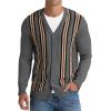 imageNITAGUT Mens Cardigan Sweater Vintage Striped VNeck Long Sleeve Button Down Knitted SweatersStripe Dark Gray