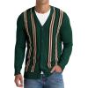 imageNITAGUT Mens Cardigan Sweater Vintage Striped VNeck Long Sleeve Button Down Knitted SweatersStripe Green