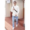 imageNITAGUT Mens Casual Knitted Crewneck Pullover SweaterWhite