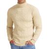 imageNITAGUT Mens Casual Turtleneck Sweaters Warm Twisted Pattern Knitted Slim Fit Pullover SweaterBeige