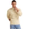 imageNITAGUT Mens Casual Turtleneck Sweaters Warm Twisted Pattern Knitted Slim Fit Pullover SweaterBeige