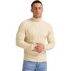 imageNITAGUT Mens Casual Turtleneck Sweaters Warm Twisted Pattern Knitted Slim Fit Pullover SweaterBeige