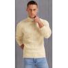 imageNITAGUT Mens Casual Turtleneck Sweaters Warm Twisted Pattern Knitted Slim Fit Pullover SweaterBeige