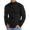 imageNITAGUT Mens Casual Turtleneck Sweaters Warm Twisted Pattern Knitted Slim Fit Pullover SweaterBlack