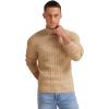 imageNITAGUT Mens Casual Turtleneck Sweaters Warm Twisted Pattern Knitted Slim Fit Pullover SweaterKhaki